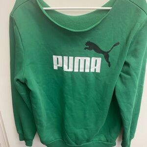 Puma Green Sweatshirt with White Logo and Black Cat